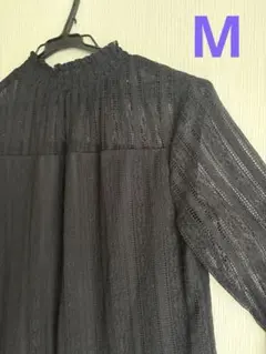 アベイル sureveロングスリーブレース シアートップス 黒 ブラックM