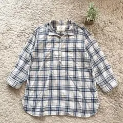 【AIGLE】2way チェックシャツ チュニック プルオーバー 七分袖 S