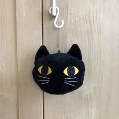 黒猫の顔型ジッパーポーチ