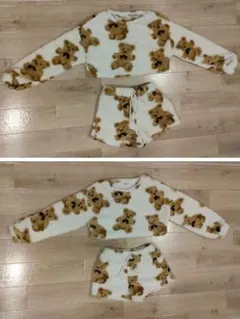 クマ柄ルームウェアセット　姉妹　双子