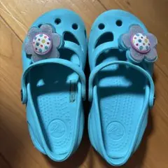 crocs 水色 花飾り サンダル C8