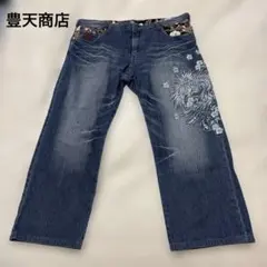 豊天商店　刺繍　ゴールド　鳳凰　お花　ブーデンショウテン　デニムパンツ龍　4Lのサムネイル