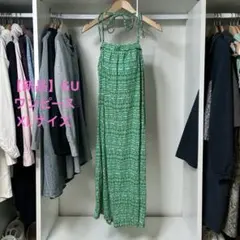 【新品】GU ジーユー　ワンピース　ベアトップ　プリントマキシワンピース　XL