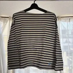 ストライプ 長袖カットソー アイボリー ネイビー