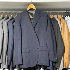 Mr.JUNKO ネイビー ストライプ ビジネススーツ　Ｌ