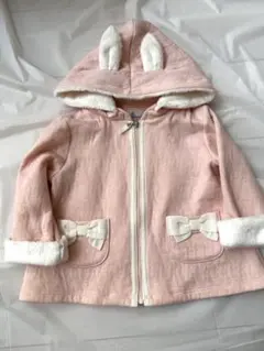 組曲 ベビー キッズ ウサギ耳付きピンクアウター