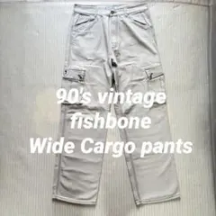 90's vintage fishbone Wide Cargo pantsのサムネイル