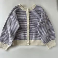 Honeys カーディガン 紫 白 L