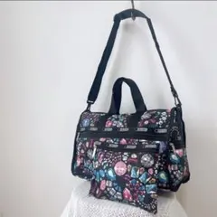 ブラック華やかLeSportsacレスポートサック ポーチ ジュエル柄ジュエリー