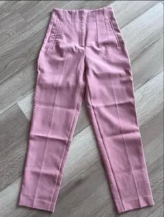 ZARA ハイウエスト　テーパードパンツ　ピンク　XS