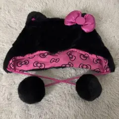 usj ユニバ キティ ファンキャップ 被り物 帽子 黒 ピンク