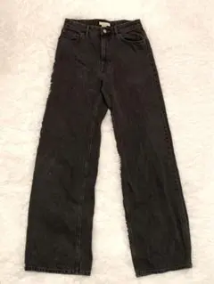 H &M エイチアンドエム　ブラック　デニム　ジーンズ　ストレート　ワイドレッグ