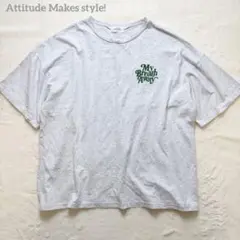 【スピンズ】 ビッグシルエット ビックロゴプリント Tシャツ ライトグレーのサムネイル