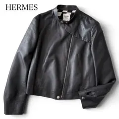 HERMES - 　エルメス HERMES キルティング切替レザージャケット ネイビー 羊皮 レディース ライダースジャケット 2026年最新】HERMES レディース レザージャケット・ライダースの人気