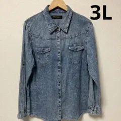 大きいサイズ3L デニムシャツ　長袖　薄手