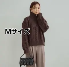 しまむら mysa closet ニットプルオーバー ハーフジップ M ブラウン