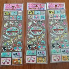 サンリオキャラクターズ/スポーツ柄 キラキラぷっくりシール3枚:2015年製
