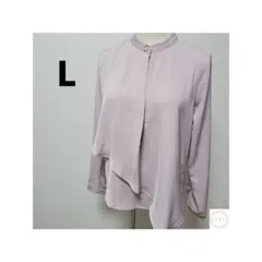 韓国風シャツ ピンク 丸襟 L 長袖