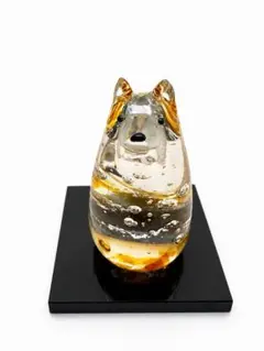 値下げ ビードロ びいどろ ガラス工芸 干支 戌(犬) 置物 縁起物 気泡入