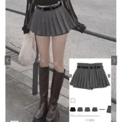 GRL グレイル ベルト付きプリーツスカートパンツ