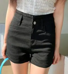 SHEIN ブラック ハイウエスト ショートパンツ M