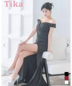 Tika オフショル ロングドレス