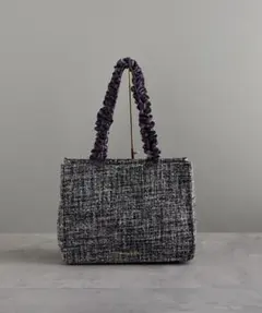 メゾンドフルール　ツイードフリルスクエアトートバッグ　M