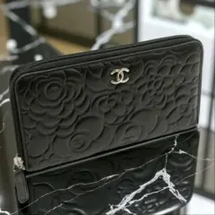 【最高峰品】CHANEL シャネル カメリア マトラッセ ココマーク 長財布 黒