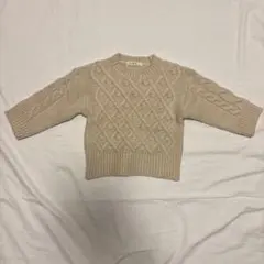 海外製　Black Pink ベージュ ケーブル編みニット S