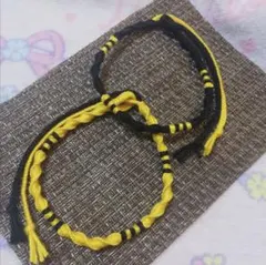 スポーティーアンクレットミサンガ(2本セット) 黄色×黒 足首用