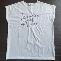 ホワイト ノースリーブ Tシャツ Lサイズ