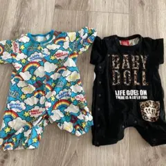 BABY DOLL ロンパース・カバーオール カラフルデザイン 2点セット