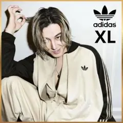 藤井風着用 adidas ルーズ メッシュ トラックトップ 黒 ベージュ M