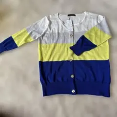 ボタン付き　ボーダーカーディガン ５分丈　Ｌ