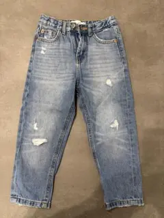 ライトブルー ダメージ加工 ストレートパンツ　ZARA デニム　110