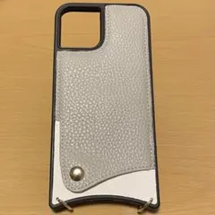 iPhone12ケース グレー 人気 おしゃれ 韓国　ストラップ付き