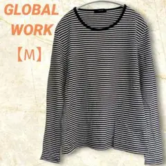 古着　GLOBAL WORK　Tシャツ　【M】　ボーダー　長袖　コットン