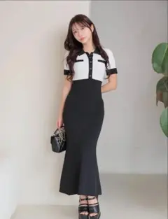 LIP SERVICE フロントボタンバイカラーマーメイドワンピース