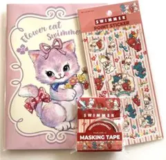 SWIMMERスイマー　キャラクター　シール　マスキングテープ　ノート３点セット