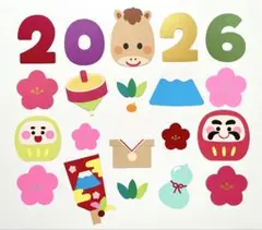 壁面飾り 冬 お正月 2026 午年 吊るし飾り ガーランド