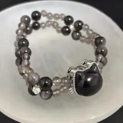 オブシディアン　猫　デザイン　ブレスレット