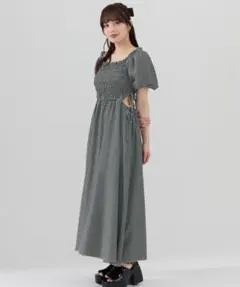 【REDYAZEL】シャーリングギンガムチェックワンピース