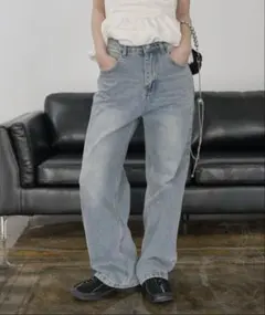 UME MANSION ベーシックセミストレートワイドビンテージデニム