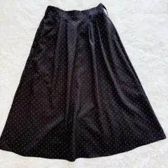 アースミュージック＆エコロジー 水玉　タックフレアスカート ブラック F