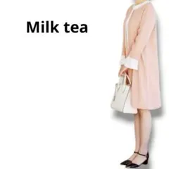 a13　Milk tea　ボウタイ　ジョーゼットワンピース　長袖　授乳服