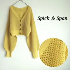 Spick＆Span　透かしメッシュ柄ショートカーディガン　ボリュームスリーブ
