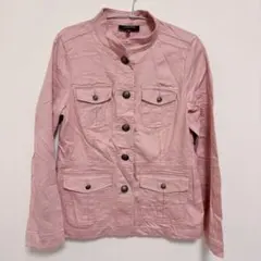 ノーカラージャケット 【XS】くすみピンク ジャケット カジュアル ミリタリー風
