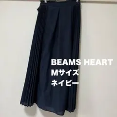 BEAMS HEART サイドプリーツスカート ネイビー Mサイズ