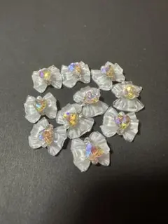高級ネイルパーツ　透明リボン　ネイルパーツ 10個セット