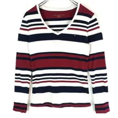 Tommy HilfigerトミーヒルフィガーVネック長袖TシャツロンTボーダー